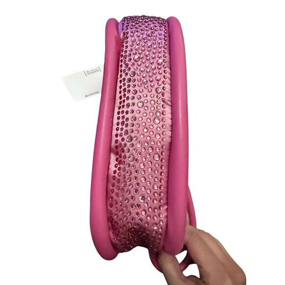 Jules Kaye Becca Pink Rhinestone Crystal Shoulder Bag Purse Vegan Dustbag NWT - Picture 7 of 9